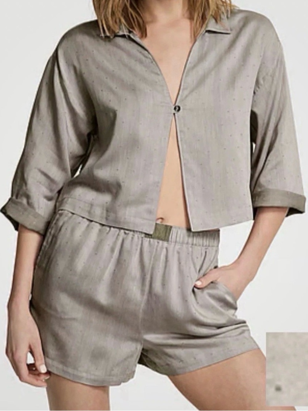 New V.S. Gray 2 Piece Short Sleeve Comfort Lounge Pajama Set
